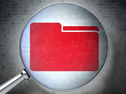 Finance concept: Folder with optical glass on digital background 스톡 일러스트