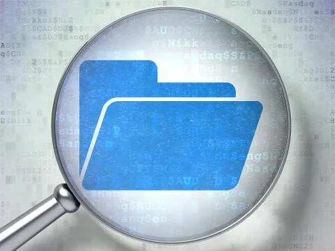 Finance concept: Folder with optical glass digital background Stock Illustration