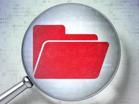 Finance concept: Folder with optical glass on digital backgroun Stock Illustration