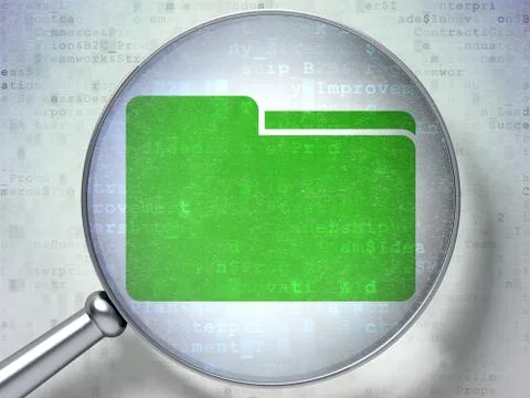 Finance concept: Folder with optical glass on digital backgroun 스톡 일러스트