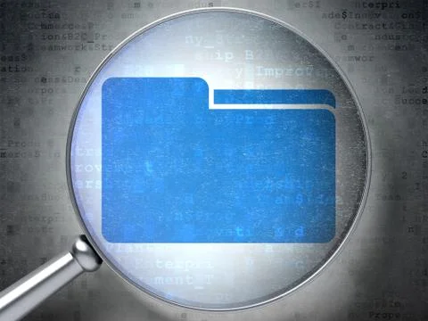 Finance concept: Folder with optical glass on digital background Stock Illustration