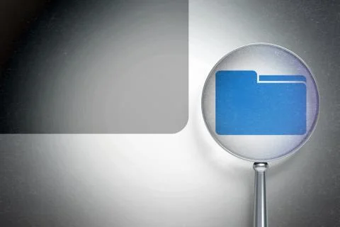 Finance concept:  Folder with optical glass on digital background 스톡 일러스트