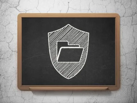 Finance concept: Folder With Shield on chalkboard background Ilustración de archivo