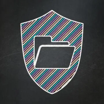 Finance concept: Folder With Shield on chalkboard background Stock Illustration