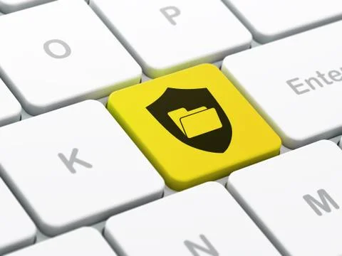 Finance concept: Folder With Shield on computer keyboard background Stock Illustration