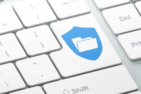 Finance concept: Folder With Shield on computer keyboard background Stock Illustration