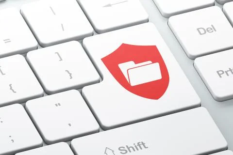 Finance concept: Folder With Shield on computer keyboard background Illustrazione stock