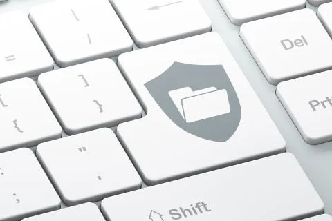 Finance concept: Folder With Shield on computer keyboard background Stock Illustration