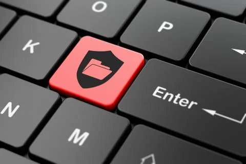 Finance concept: Folder With Shield on computer keyboard background Stock Illustration