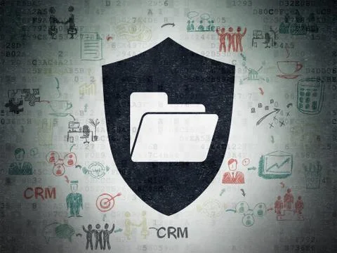 Finance concept: Folder With Shield on Digital Data Paper background Stock Illustration