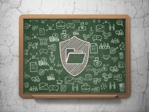 Finance concept: Folder With Shield on School board background Ilustración de archivo