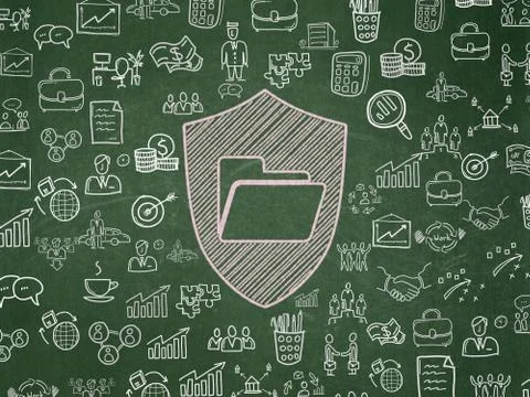 Finance concept: Folder With Shield on School board background Stock Illustration