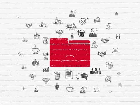 Finance concept: Folder on wall background Ilustração Stock