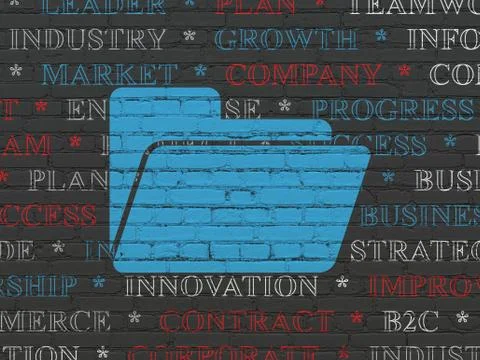 Finance concept: Folder on wall background Stock Illustration