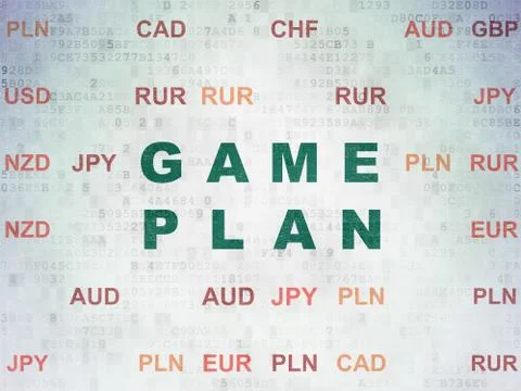Finance concept: Game Plan on Digital Data Paper background Illustrazione stock