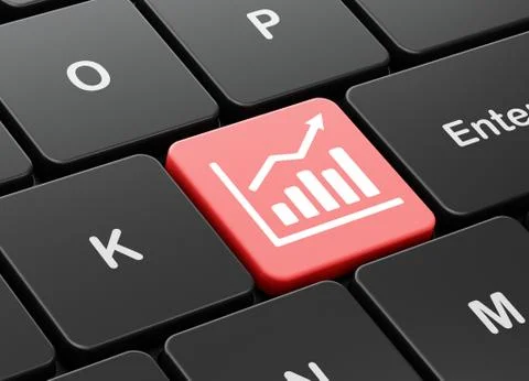 Finance concept: Growth Graph on computer keyboard background Stock Illustration