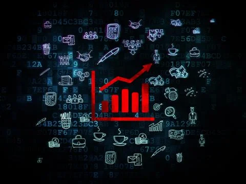 Finance concept: Growth Graph on Digital background Stock Illustration