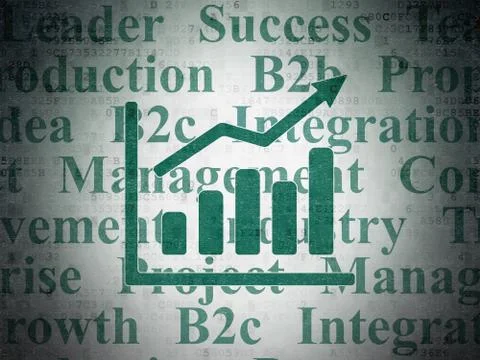 Finance concept: Growth Graph on Digital Data Paper background イラスト素材