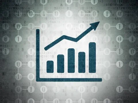 Finance concept: Growth Graph on Digital Data Paper background Illustrazione stock