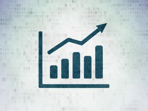 Finance concept: Growth Graph on Digital Data Paper background Illustrazione stock