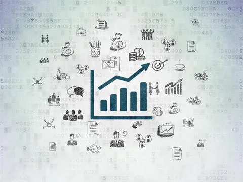 Finance concept: Growth Graph on Digital Data Paper background Stock Illustration