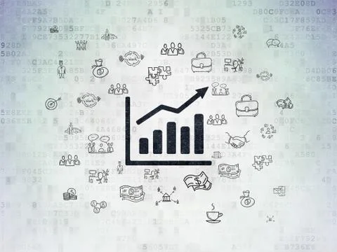 Finance concept: Growth Graph on Digital Data Paper background Stock-Illustration