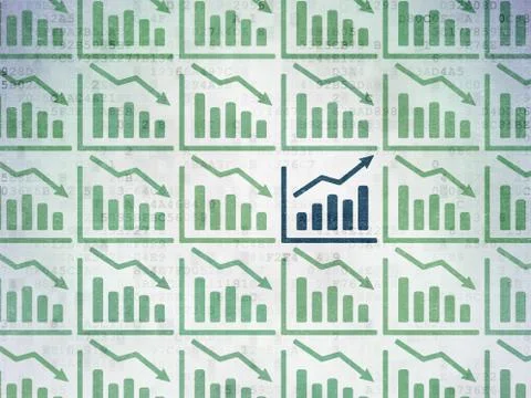 Finance concept: growth graph icon on Digital Paper background Illustrazione stock