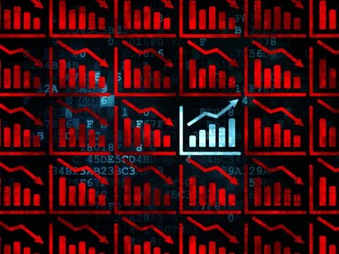 Finance concept: growth graph icon on Digital background Illustrazione stock