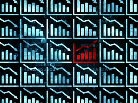 Finance concept: growth graph icon on Digital background イラスト素材