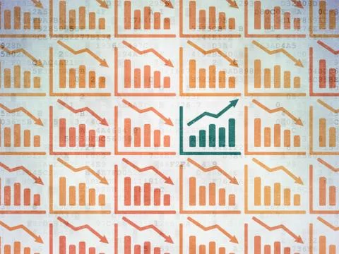 Finance concept: growth graph icon on Digital Paper background Stock Illustration