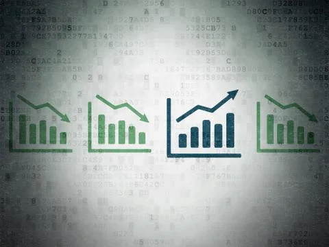 Finance concept: growth graph icon on Digital Paper background Stock Illustration