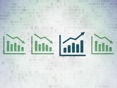 Finance concept: growth graph icon on Digital Data Paper background Stock Illustration