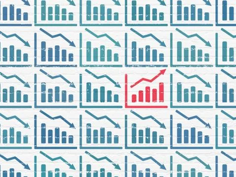 Finance concept: growth graph icon on wall background Stock Illustration
