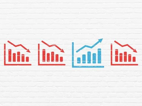 Finance concept: growth graph icon on wall background Stock Illustration