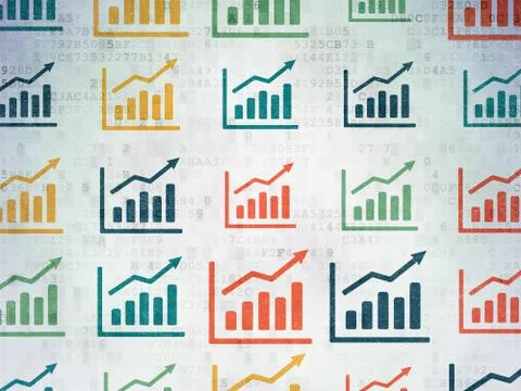 Finance concept: Growth Graph icons on Digital Paper background Illustrazione stock