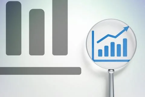 Finance concept:  Growth Graph with optical glass on digital background Stock Illustration