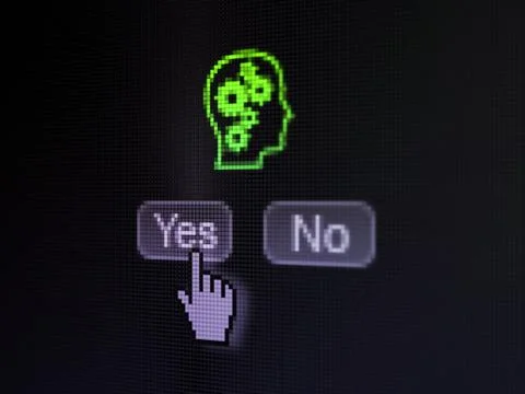 Finance concept: Head With Gears on digital computer screen Ilustración de archivo