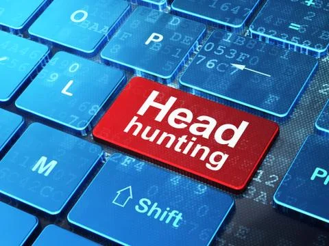Finance concept: Head Hunting on computer keyboard background 스톡 일러스트