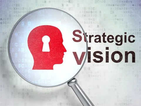 Finance concept: Head With Keyhole and Strategic Vision with optical glass 스톡 일러스트