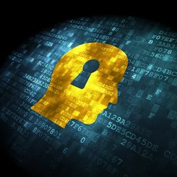 Finance concept: Head With Keyhole on digital background Stock-Illustration