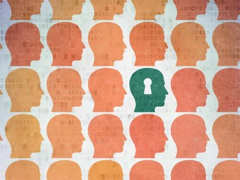 Finance concept: head with keyhole icon on Digital Paper background Stock Illustration