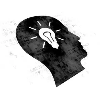 Finance concept: Head With Light Bulb on Digital background Stock-Illustration