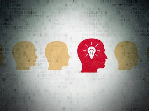 Finance concept: head with light bulb icon on Digital Paper background 스톡 일러스트