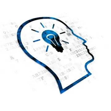 Finance concept: Head With Lightbulb on Digital background Stock Illustration