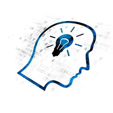 Finance concept: Head With Lightbulb on Digital background イラスト素材