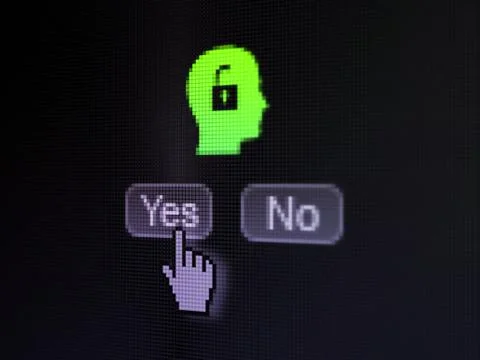 Finance concept: Head With Padlock on digital computer screen Ilustración de archivo