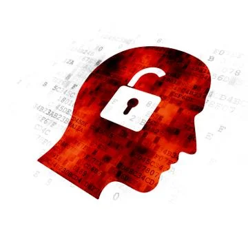 Finance concept: Head With Padlock on Digital background Illustrazione stock