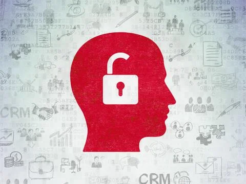 Finance concept: Head With Padlock on Digital Paper background Illustration