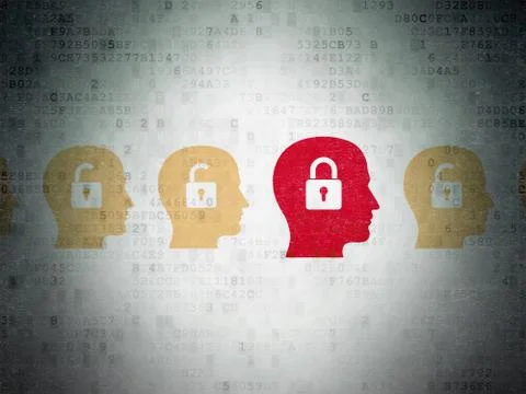 Finance concept: head with padlock icon on Digital Paper background Stock-Illustration