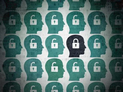 Finance concept: head with padlock icon on Digital Paper background イラスト素材